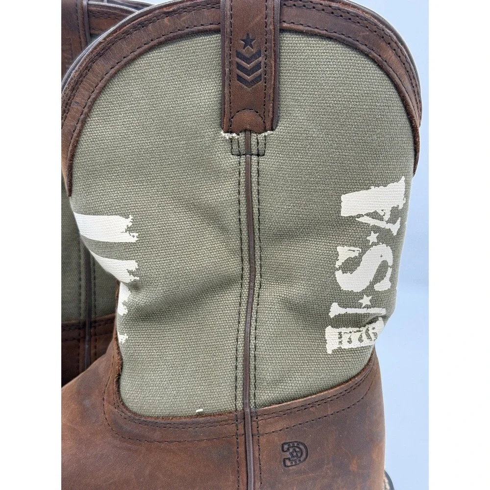 Durango Youth size‎ 4.5M Lil' Rebel Army Green Western Cowboy Boots USA Flag